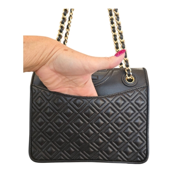 Tori Burch Flemming Black Quilted Leather Convertible Shoulder Bag - Picture 4 of 14